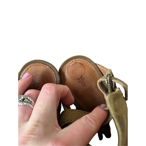Frye Dani Shield Sling Back Booties Size 7M Green Suede - Picture 10 of 13